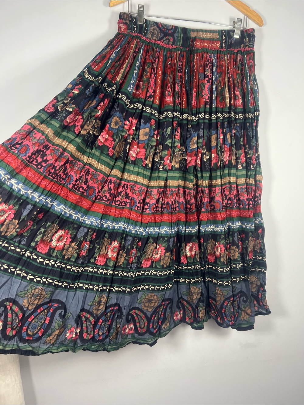 Backroad Blues Vintage Printed Skirt Drawstring Waist Cotton Size 10 - Picture 2 of 6